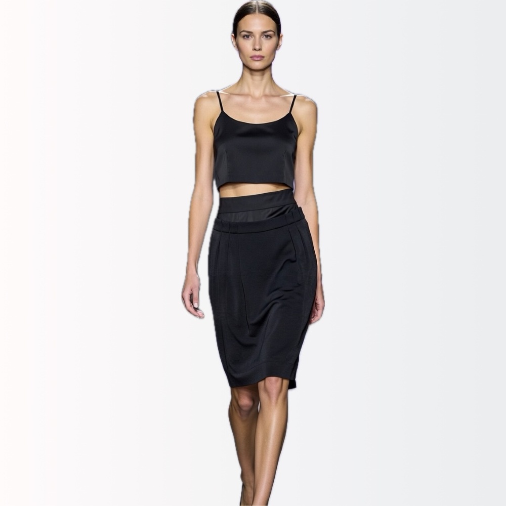 Yves Saint Laurent Rive Gauche YSL $1795 Runway Spanish Silk Bubble Skirt 38 6-8